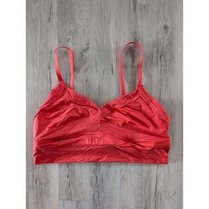 Aerie Red Lace Trim Longline Seamless Bra Bralette, XL (C2)